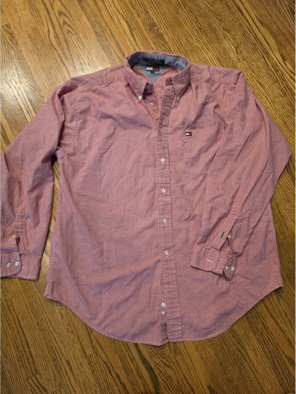 Men's Tommy Hilfiger Long Sleeve Shirt L Red *SEE DISCRIPTION*